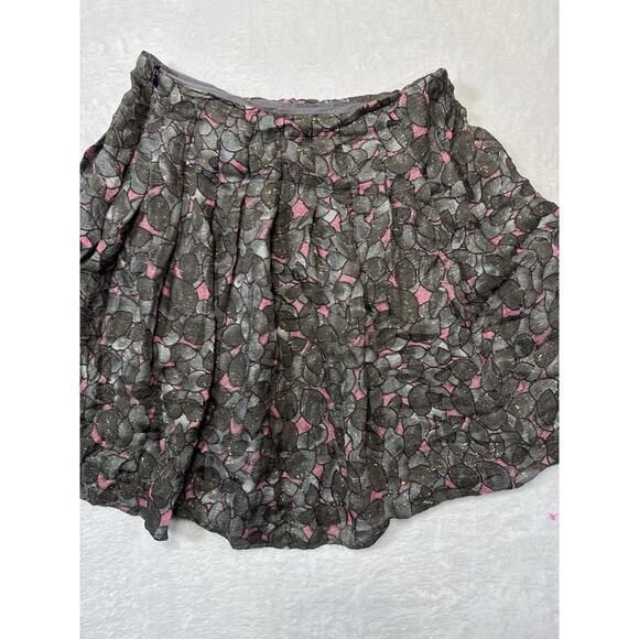 Shin Choi Silk Blend Sparkle Leaf Skirt In Autumn Brown And Pink Size 10 - Picture 5 of 5